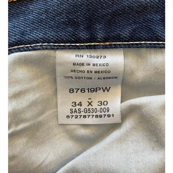 Rustler Mens Jeans 34/30 All Cotton Dark Wash Blue Denim Straight Deep Pockets - Picture 5 of 9